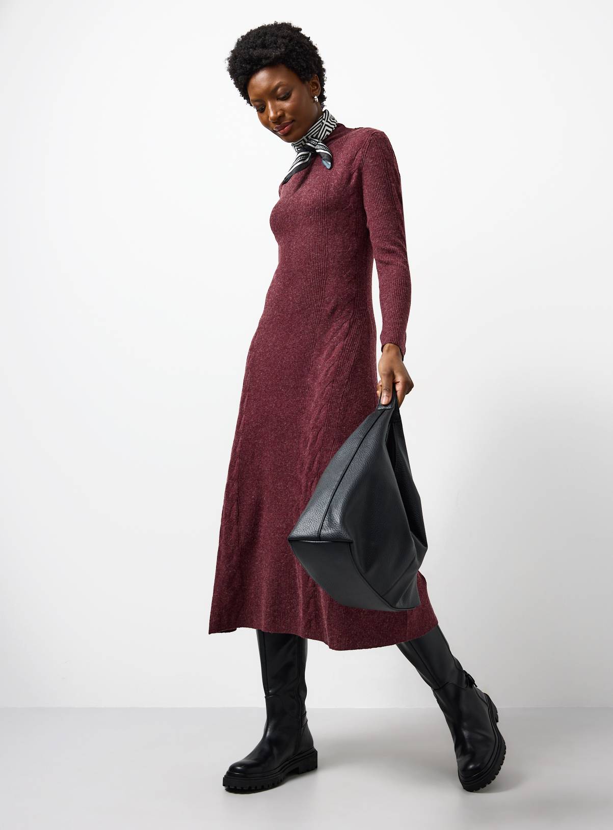 Dark Red Ribbed Cable Knit Maxi Dress 20 - Image 2